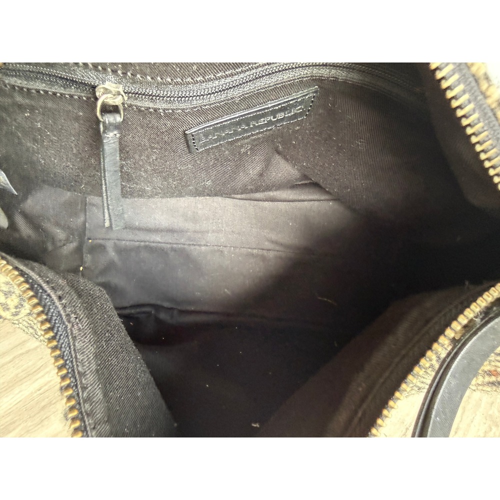 Banana Republic Wool Herringbone Hobo Bag Leather Tweed Shoulder Purse Academia - Picture 7 of 12